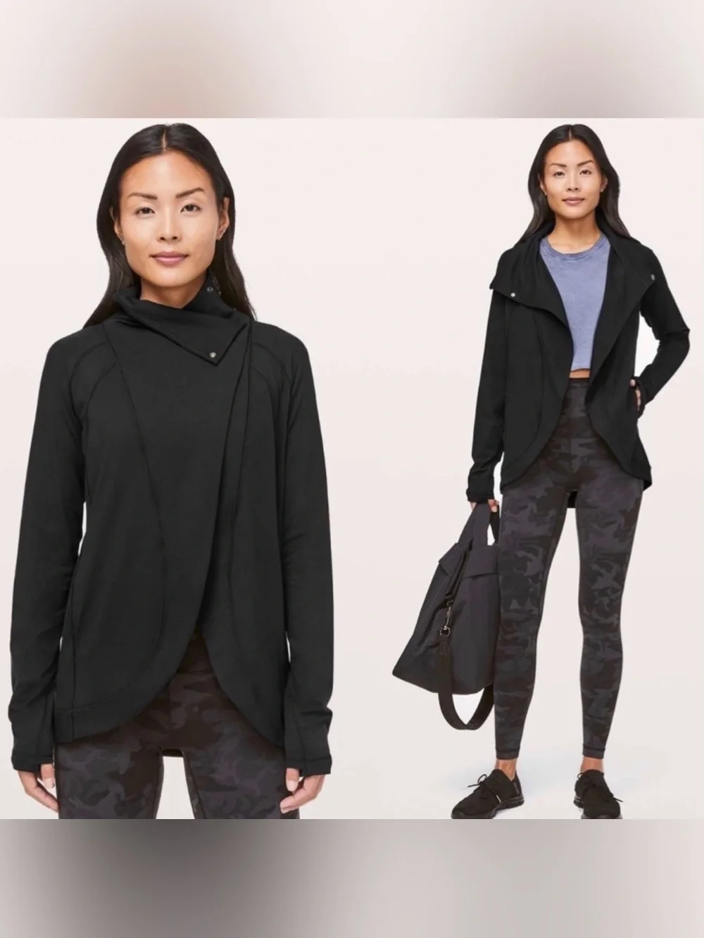 lululemon athletica Black Draped Asymmetrical Rally Wrap Jacket